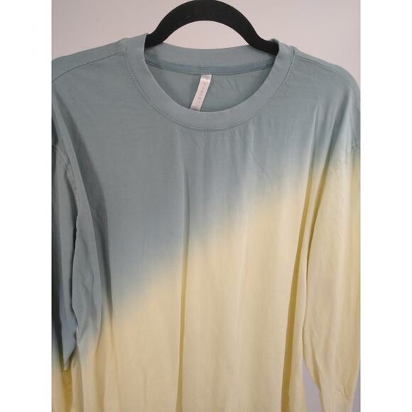 Fabletics Womens T-Shirt M Boyfriend Long Sleeve Tee Dip Dye Seafoam Buttermilk - Picture 6 of 8